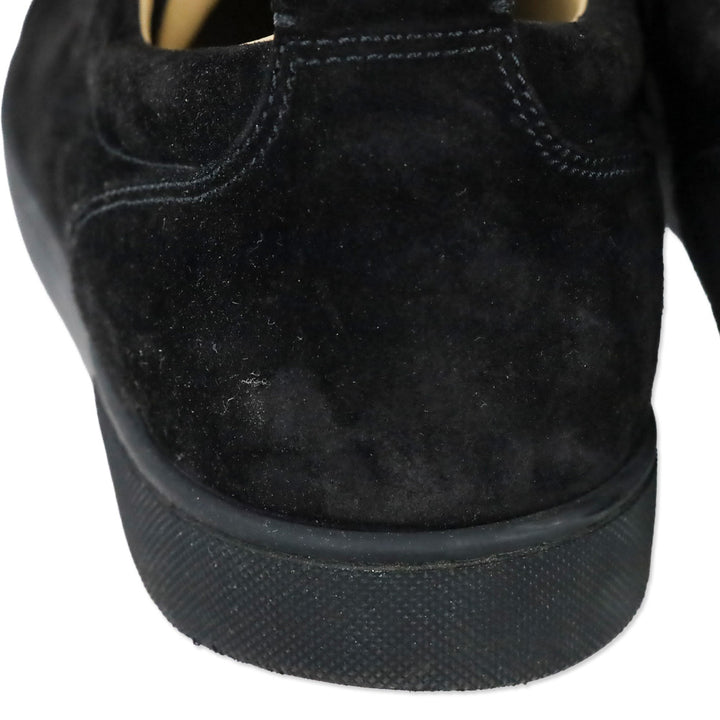 Christian Louboutin Black Suede Louis Junior Spikes Flat Sneakers