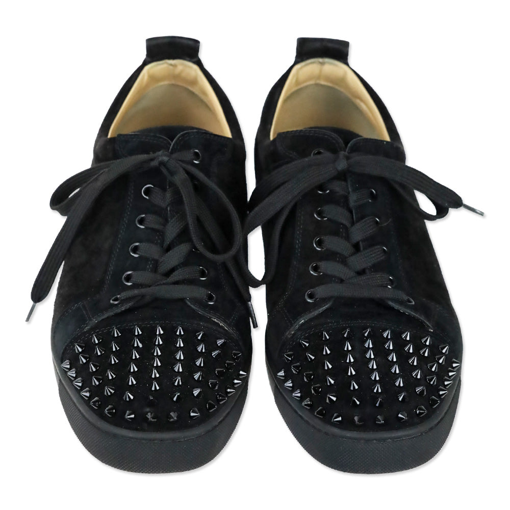 Christian Louboutin Black Suede Louis Junior Spikes Flat Sneakers