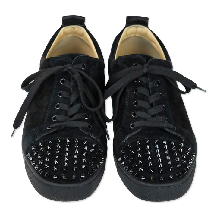 Christian Louboutin Black Suede Louis Junior Spikes Flat Sneakers