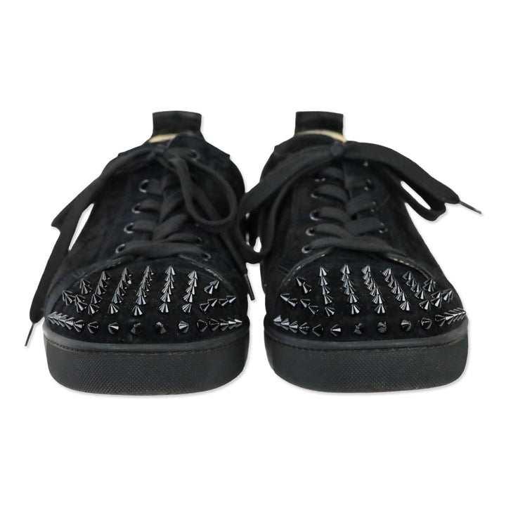 Christian Louboutin Black Suede Louis Junior Spikes Flat Sneakers