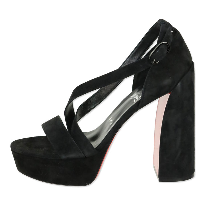 Christian Louboutin Black Suede Movida Sandal 130