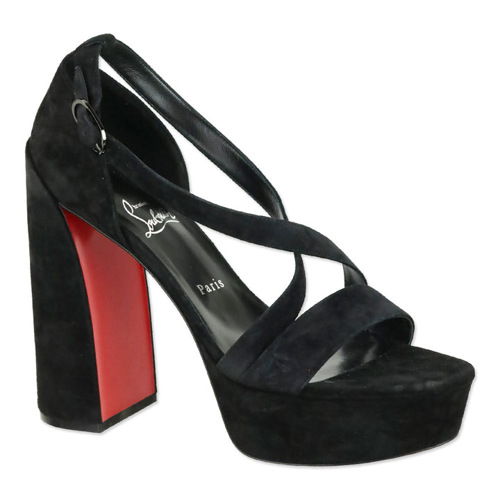 Christian Louboutin Black Suede Movida Sandal 130