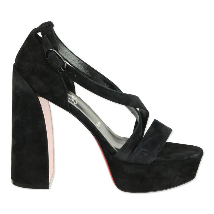 Christian Louboutin Black Suede Movida Sandal 130