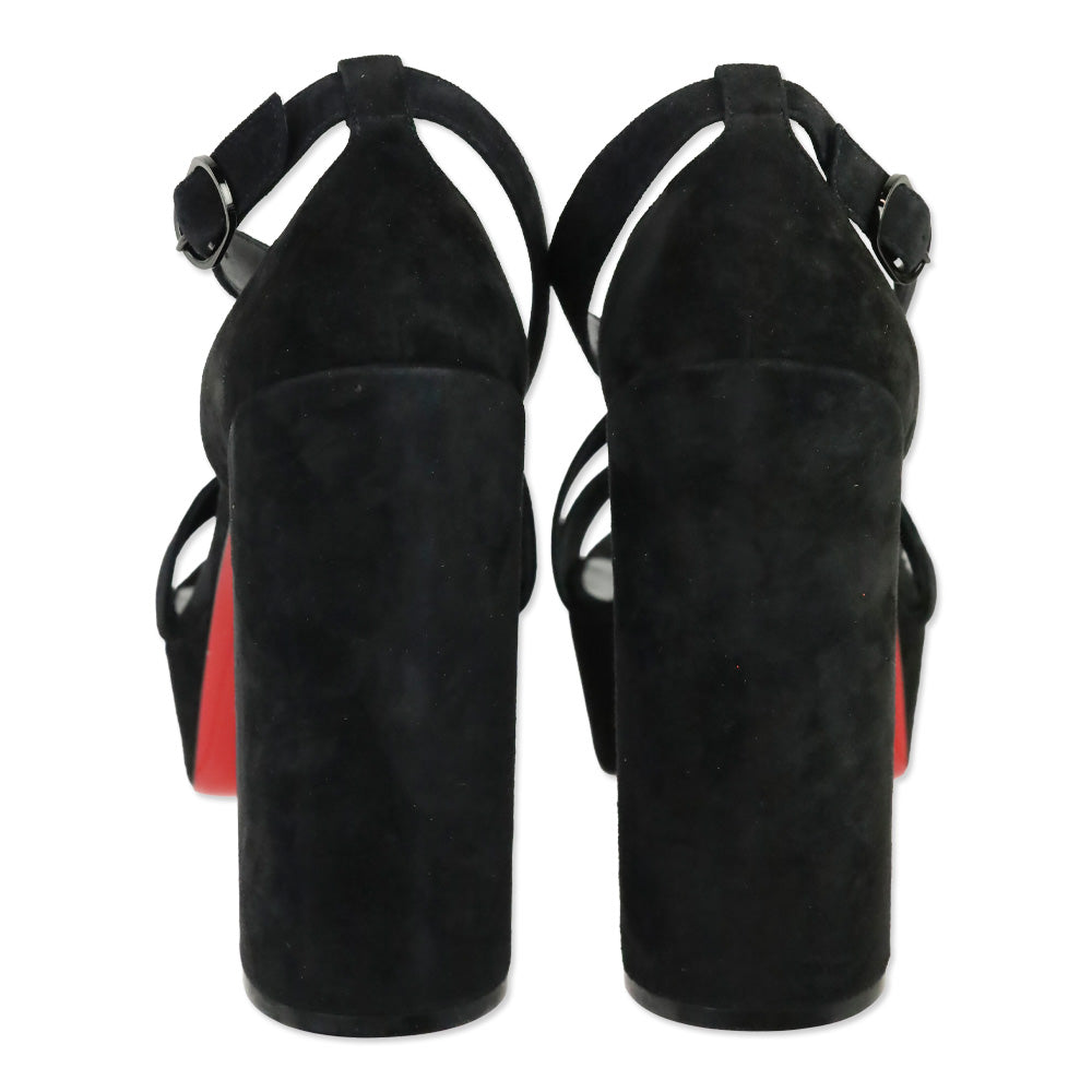 Christian Louboutin Black Suede Movida Sandal 130
