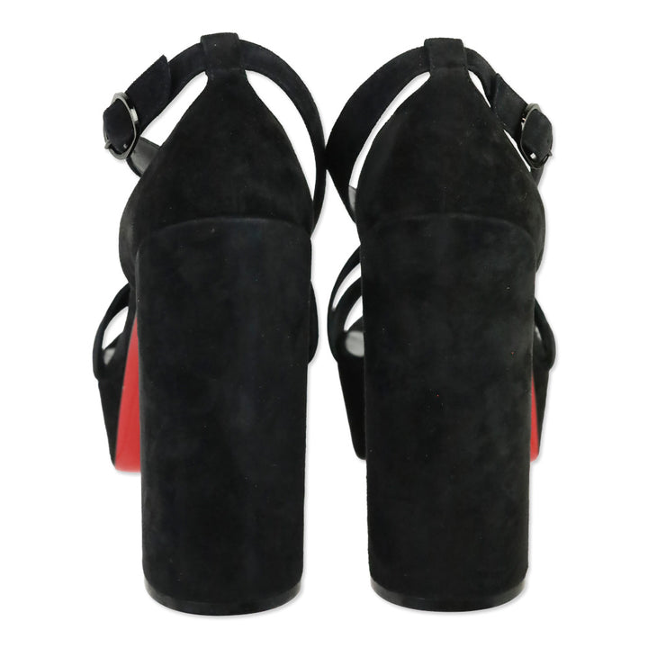 Christian Louboutin Black Suede Movida Sandal 130