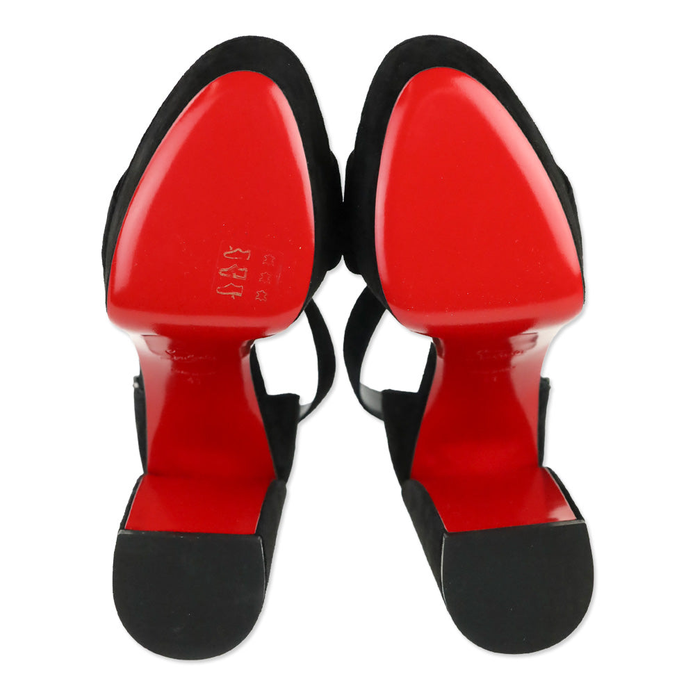 Christian Louboutin Black Suede Movida Sandal 130
