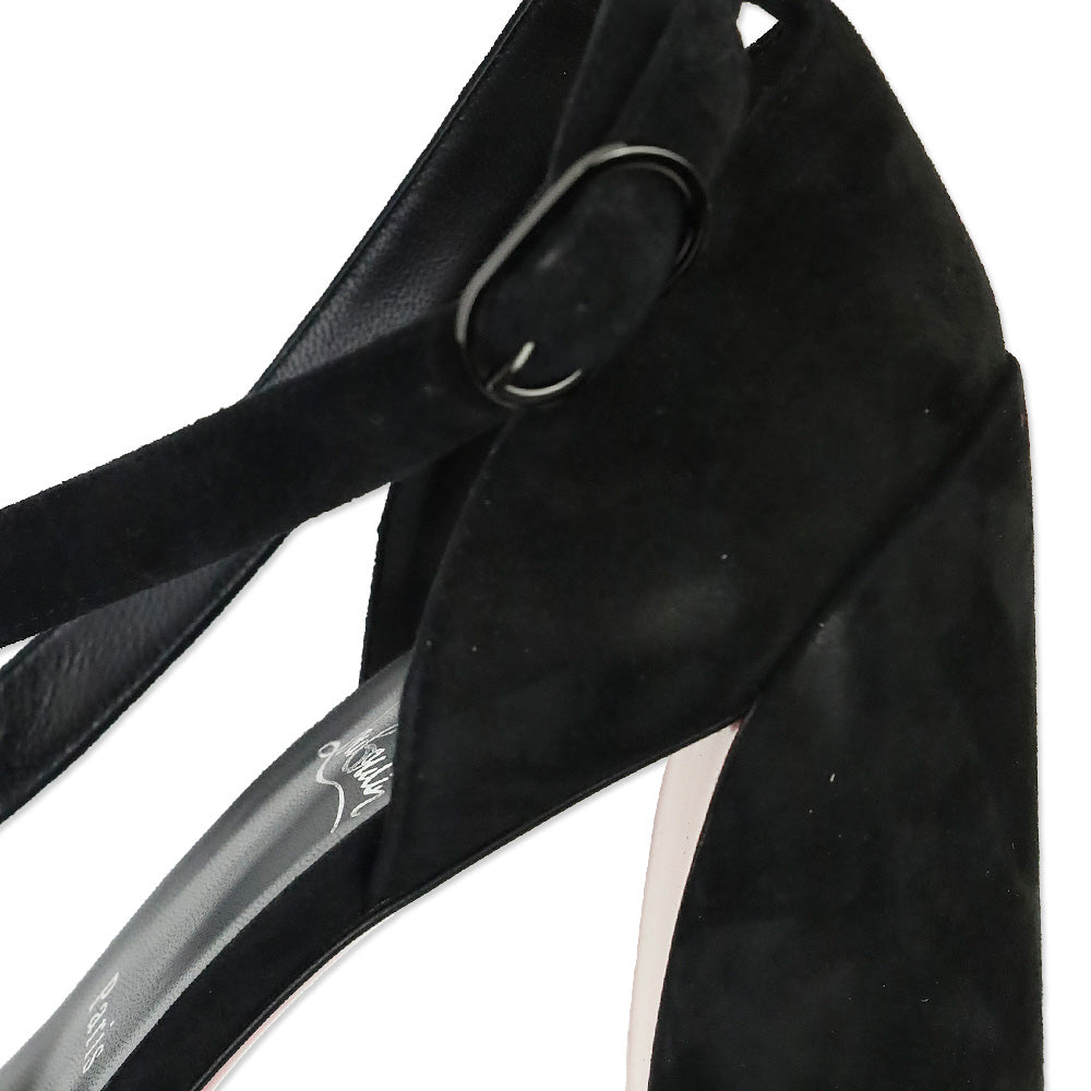 Christian Louboutin Black Suede Movida Sandal 130