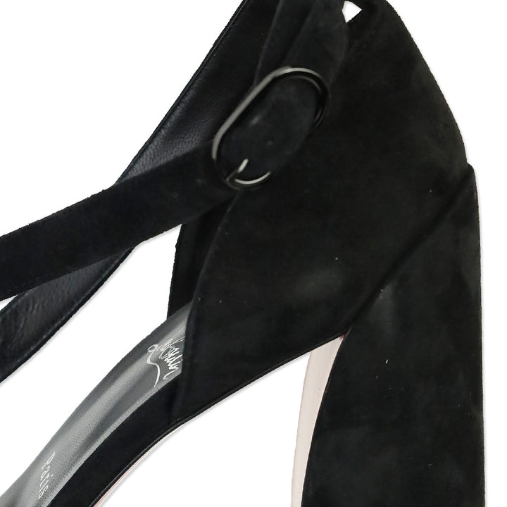 Christian Louboutin Black Suede Movida Sandal 130