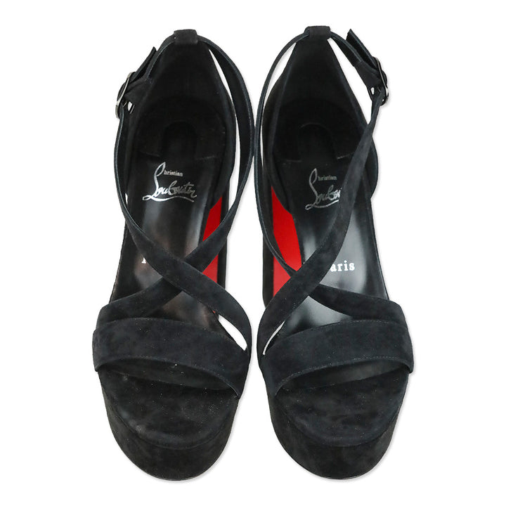 Christian Louboutin Black Suede Movida Sandal 130