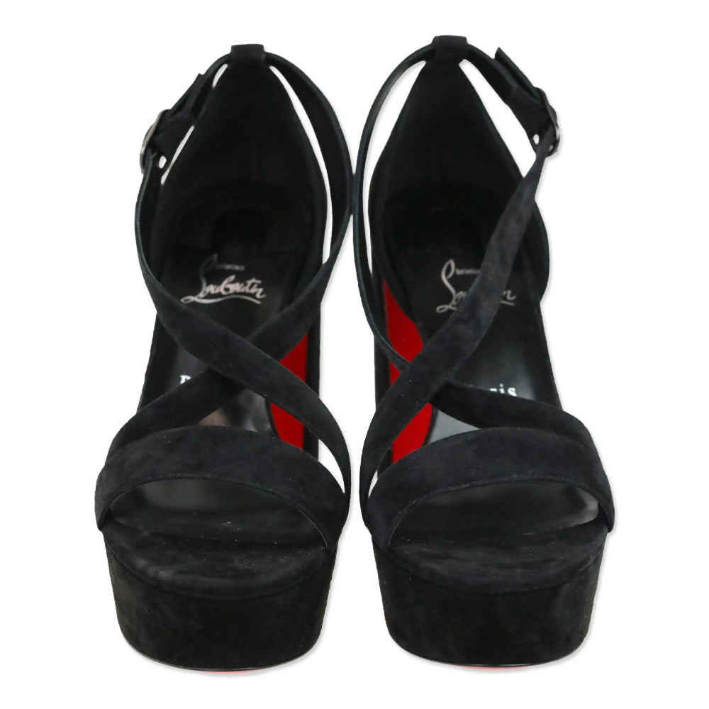 Christian Louboutin Black Suede Movida Sandal 130