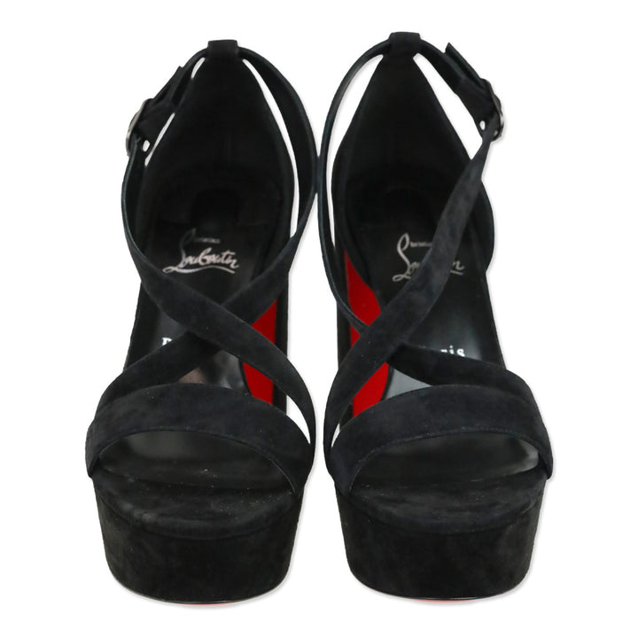 Christian Louboutin Black Suede Movida Sandal 130