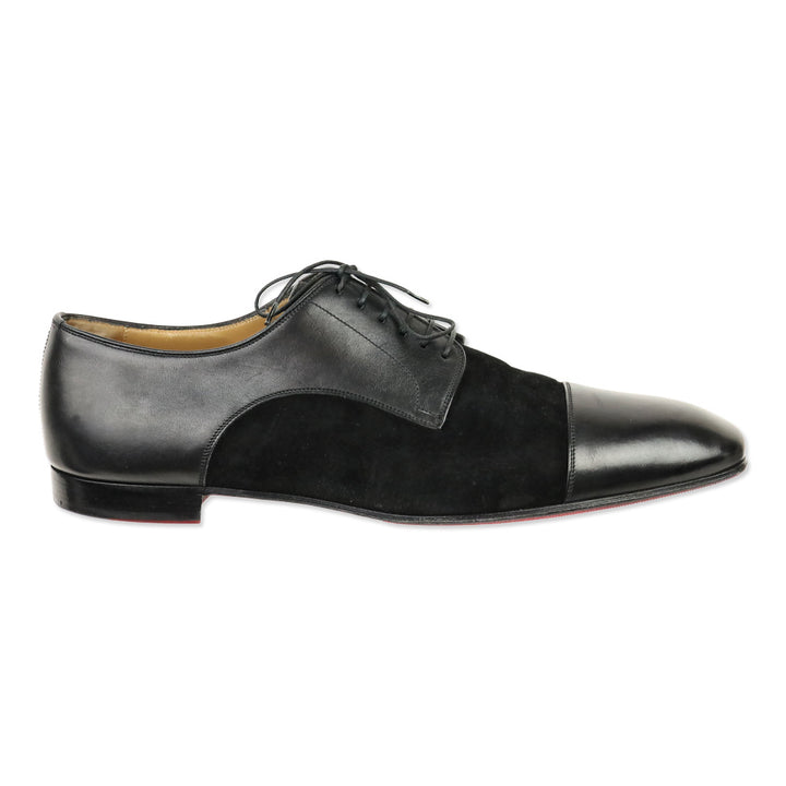 Christian Louboutin Black Suede and Leather Daviol Derbies
