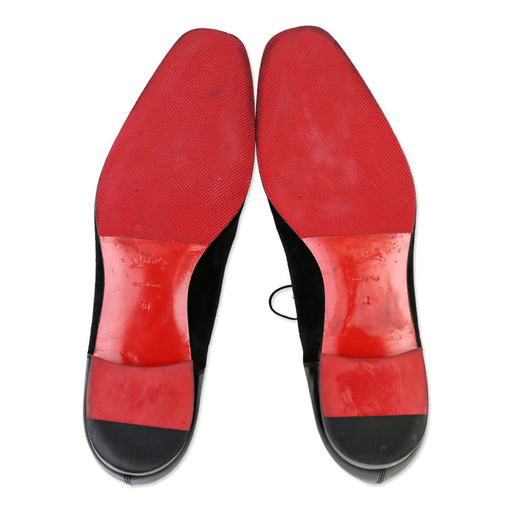 Christian Louboutin Black Suede and Leather Daviol Derbies