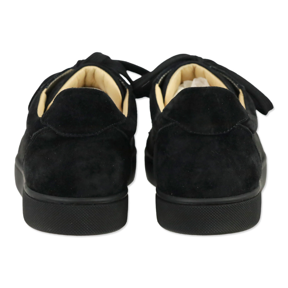 Christian Louboutin Black/Black Veau Velours Louis Junior Spikes Flat