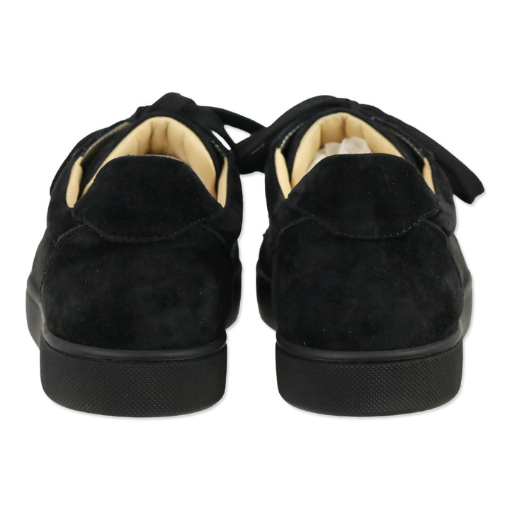 Christian Louboutin Black/Black Veau Velours Louis Junior Spikes Flat