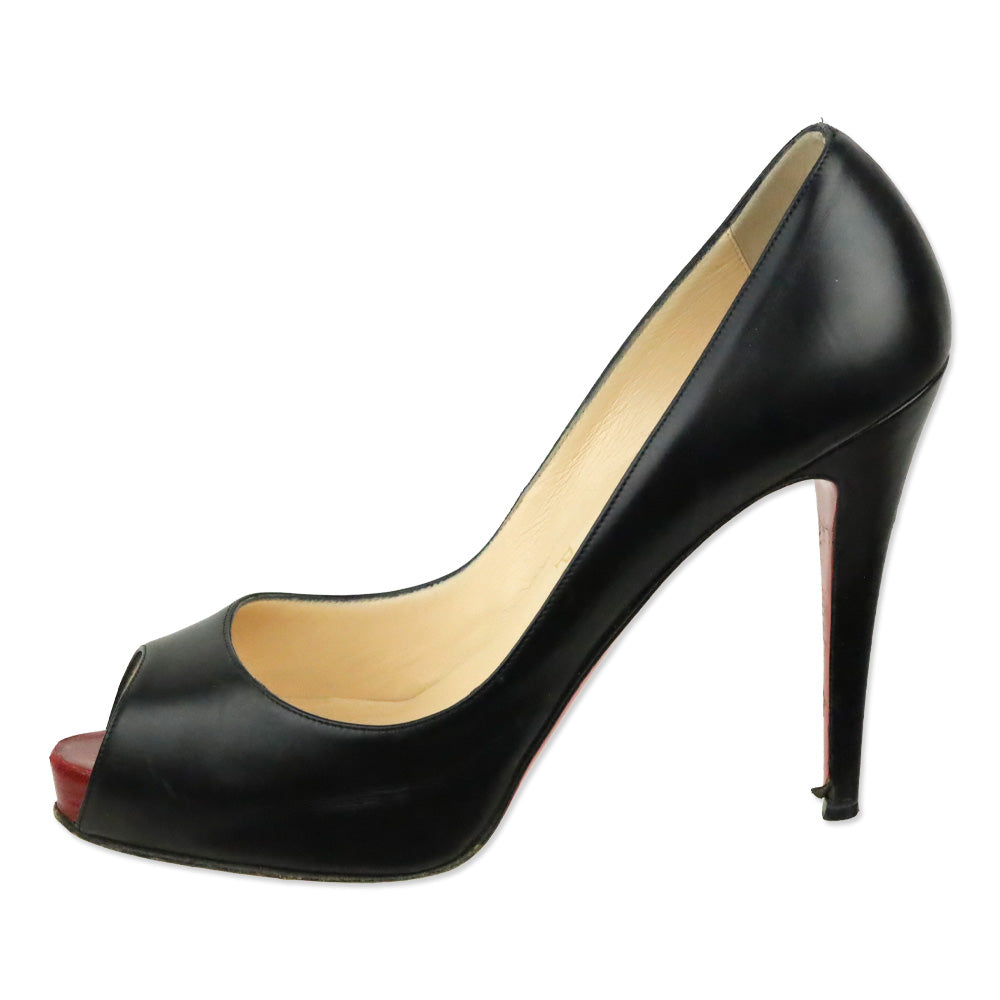 Christian Louboutin Black/Red Leather New Very Prive 120 Pump