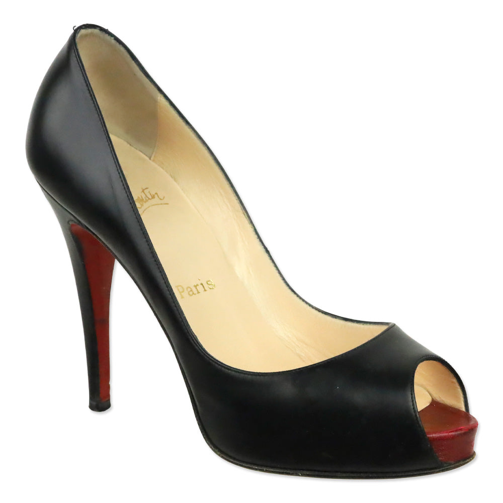 Christian Louboutin Black/Red Leather New Very Prive 120 Pump