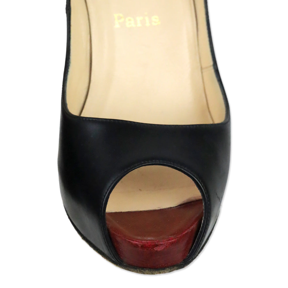 Christian Louboutin Black/Red Leather New Very Prive 120 Pump