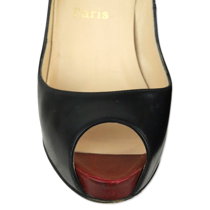 Christian Louboutin Black/Red Leather New Very Prive 120 Pump