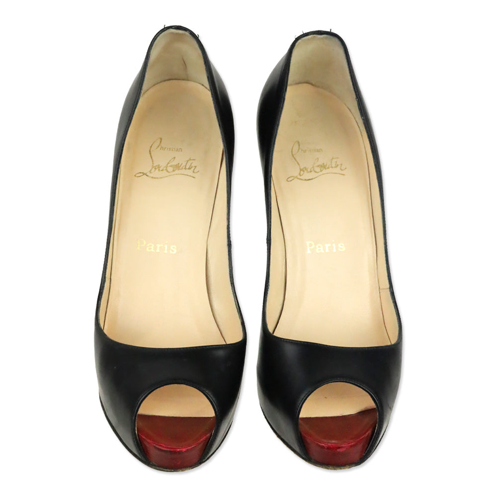 Christian Louboutin Black/Red Leather New Very Prive 120 Pump