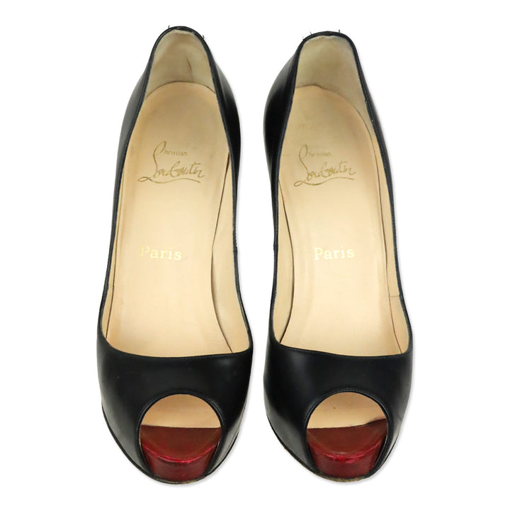 Christian Louboutin Black/Red Leather New Very Prive 120 Pump
