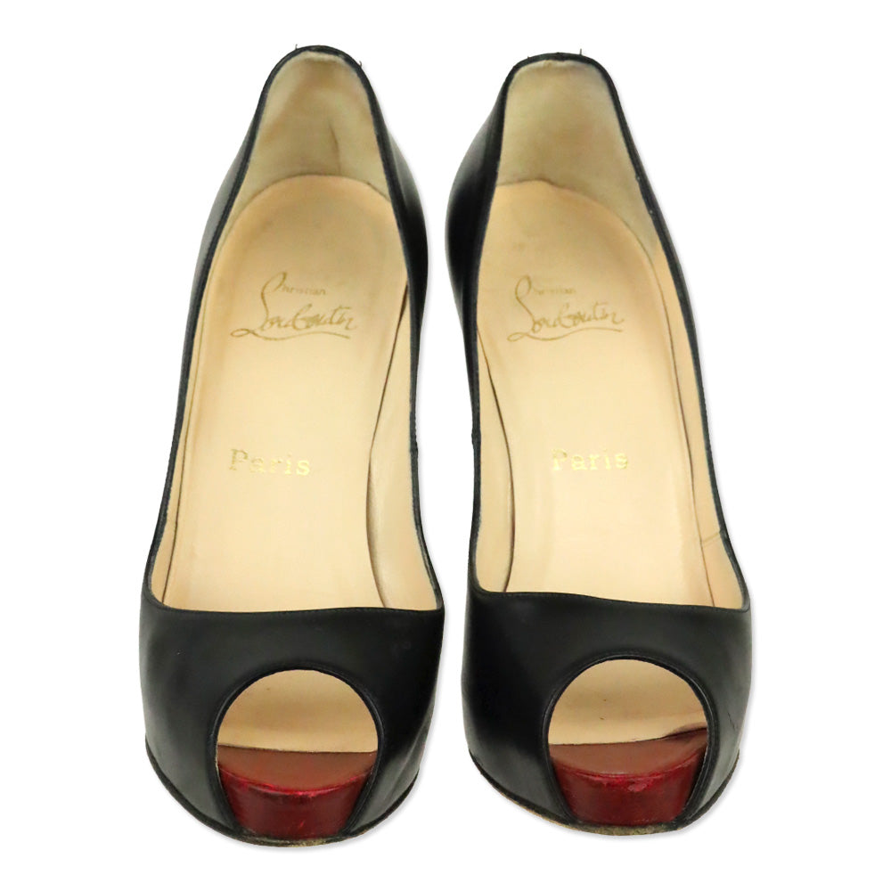 Christian Louboutin Black/Red Leather New Very Prive 120 Pump