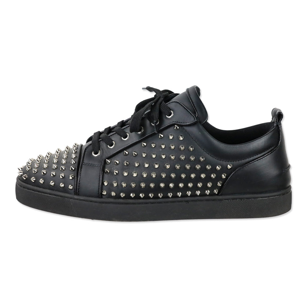 Christian Louboutin Black/Silver Louis Spikes Junior Flat Sneakers