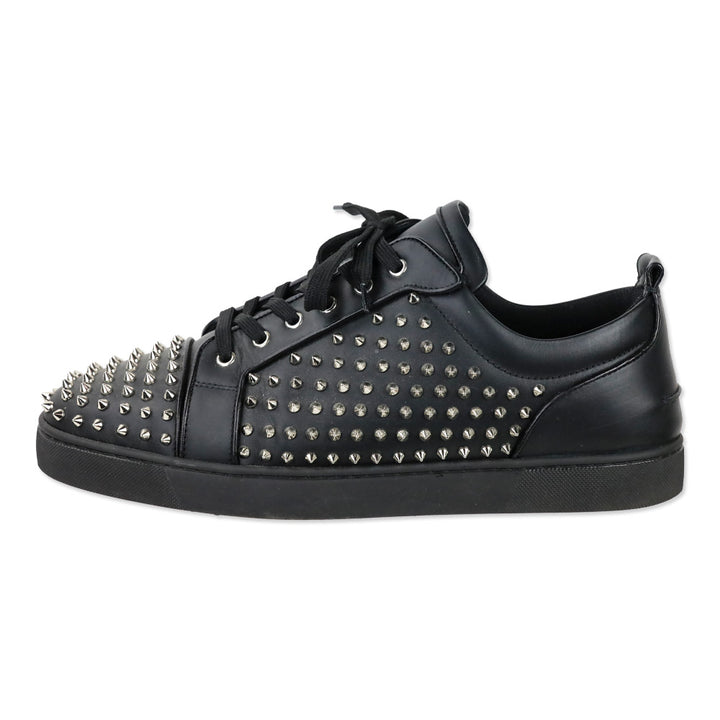 Christian Louboutin Black/Silver Louis Spikes Junior Flat Sneakers