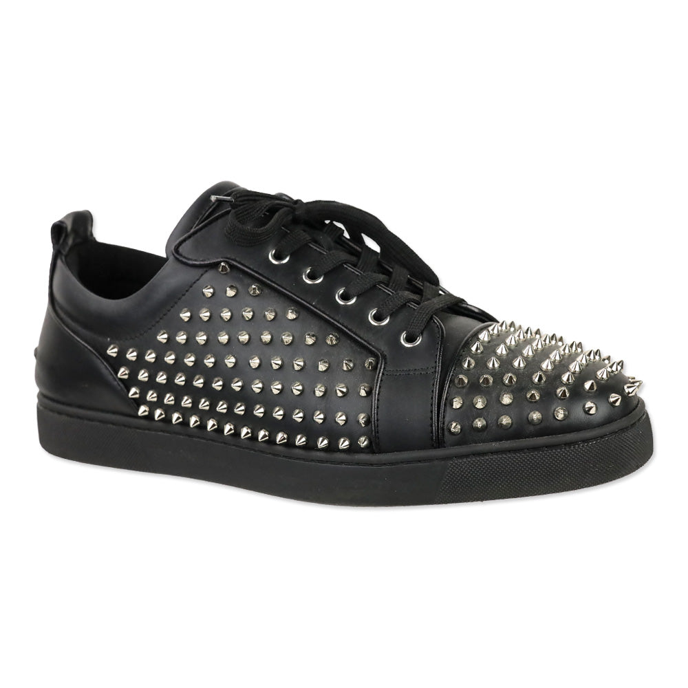 Christian Louboutin Black/Silver Louis Spikes Junior Flat Sneakers