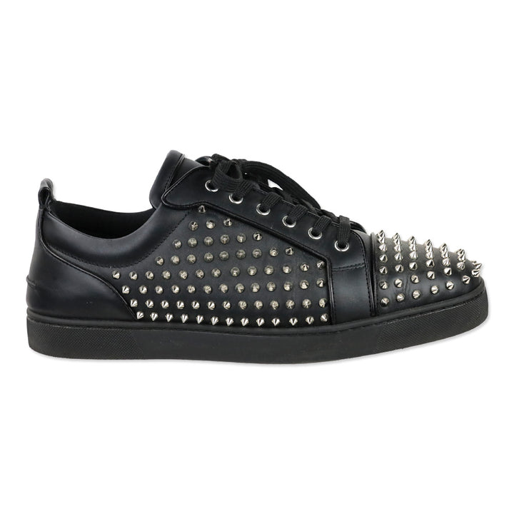 Christian Louboutin Black/Silver Louis Spikes Junior Flat Sneakers