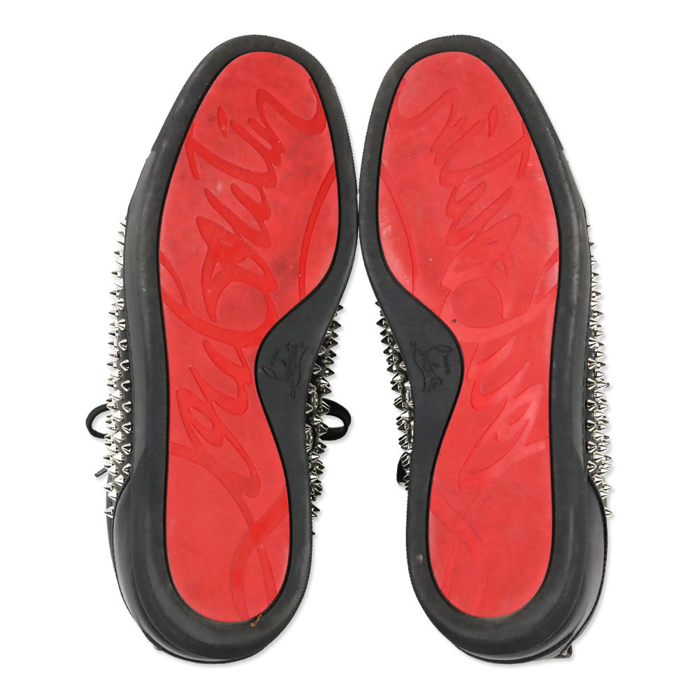 Christian Louboutin Black/Silver Louis Spikes Junior Flat Sneakers