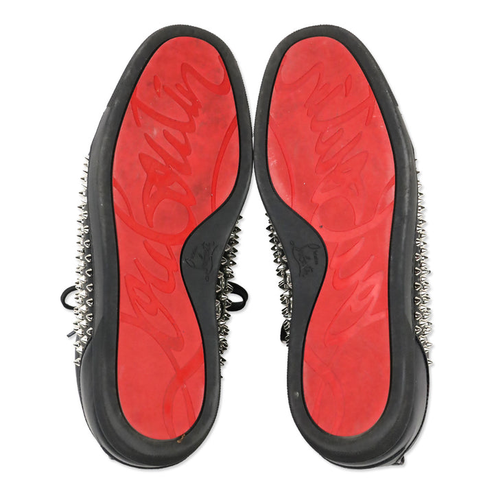 Christian Louboutin Black/Silver Louis Spikes Junior Flat Sneakers