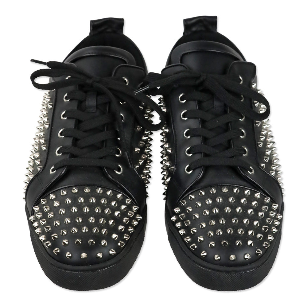 Christian Louboutin Black/Silver Louis Spikes Junior Flat Sneakers
