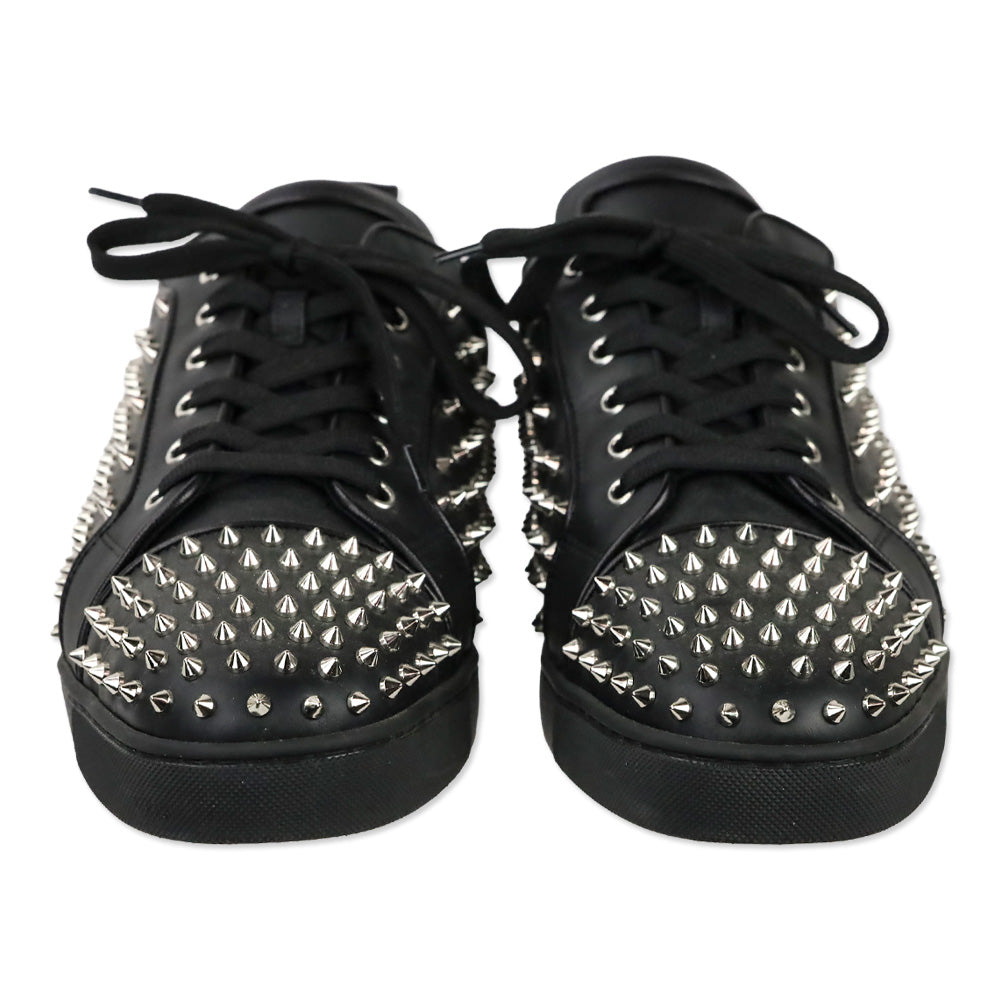 Christian Louboutin Black/Silver Louis Spikes Junior Flat Sneakers