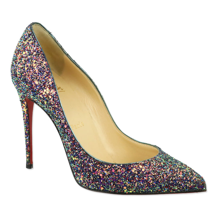 Christian Louboutin Blue Course Glitter Pigalle Follies 100 Pump