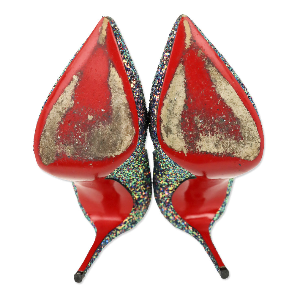 Christian Louboutin Blue Course Glitter Pigalle Follies 100 Pump