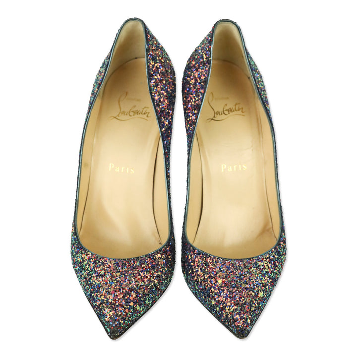 Christian Louboutin Blue Course Glitter Pigalle Follies 100 Pump