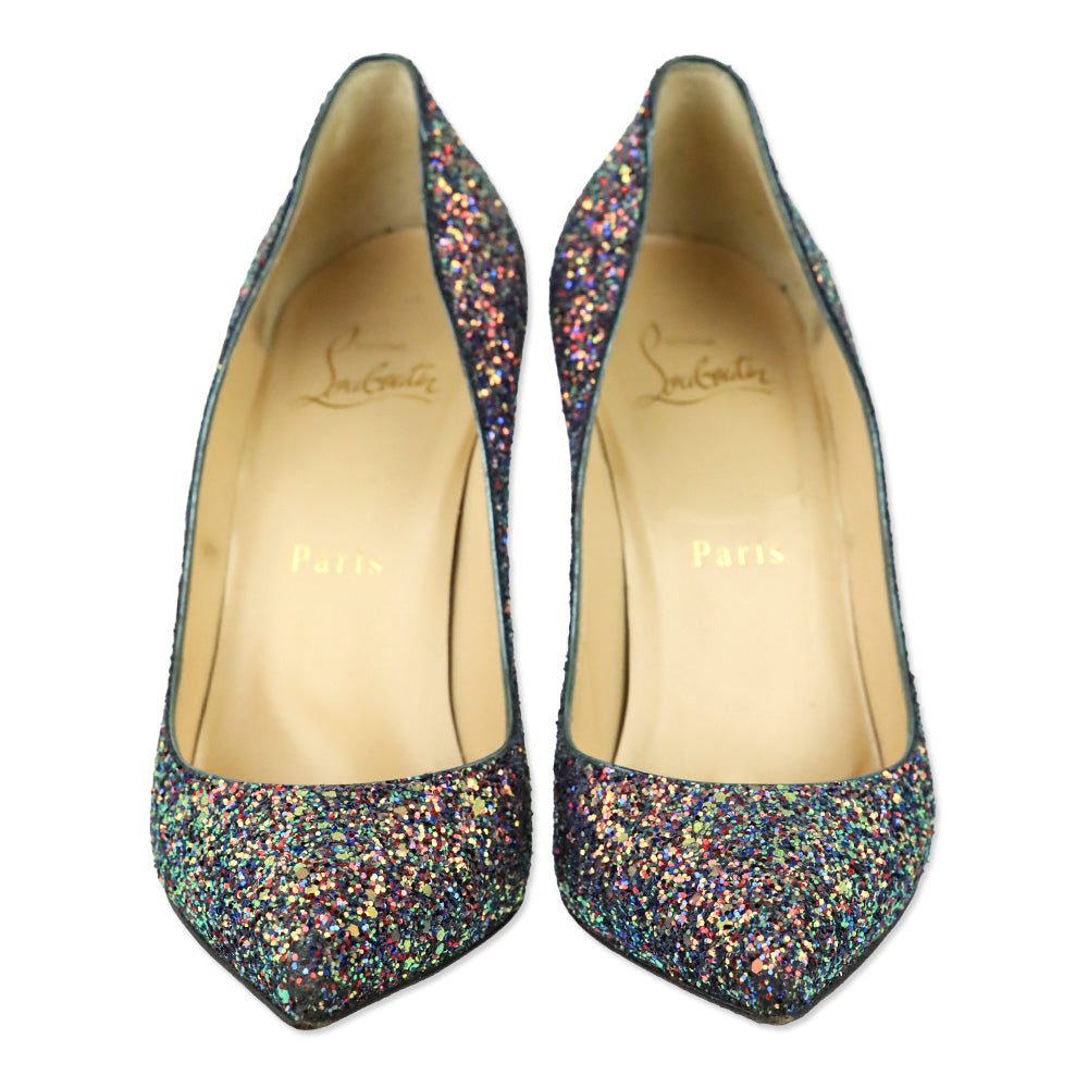 Christian Louboutin Blue Course Glitter Pigalle Follies 100 Pump
