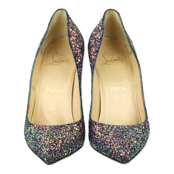 Christian Louboutin Blue Course Glitter Pigalle Follies 100 Pump