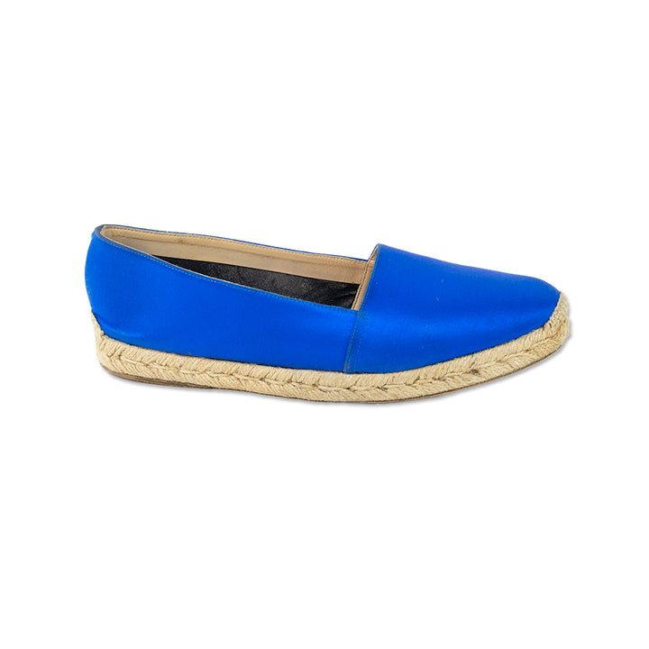 Christian Louboutin Blue Satin Espadrille Flats