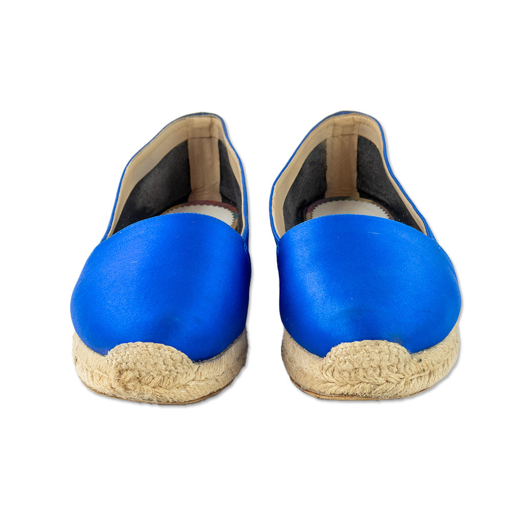 Christian Louboutin Blue Satin Espadrille Flats