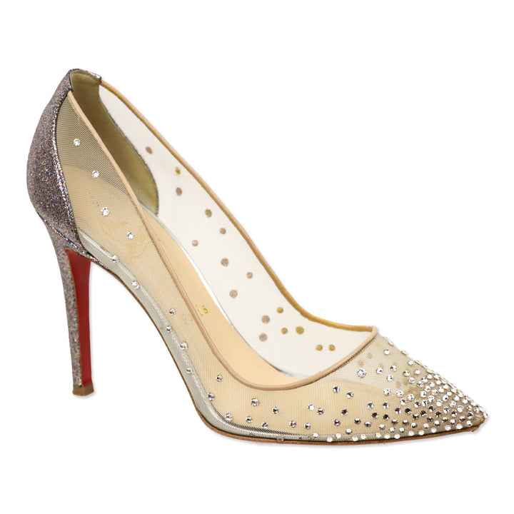 Christian Louboutin Body Strass 100 Rete/Glitter Mini Strass Pump