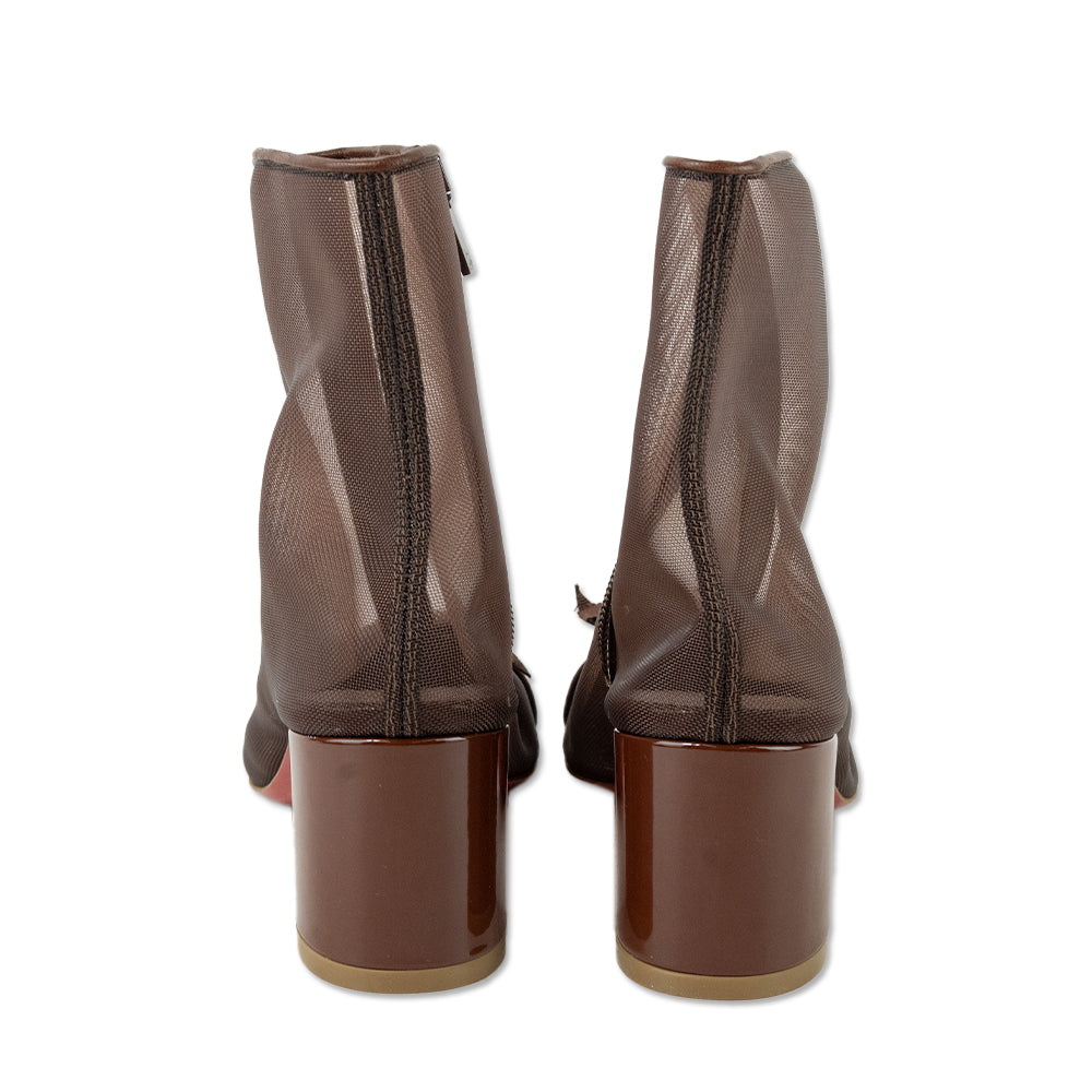 Christian Louboutin Brown Checkypoint Mesh Ankle Boots