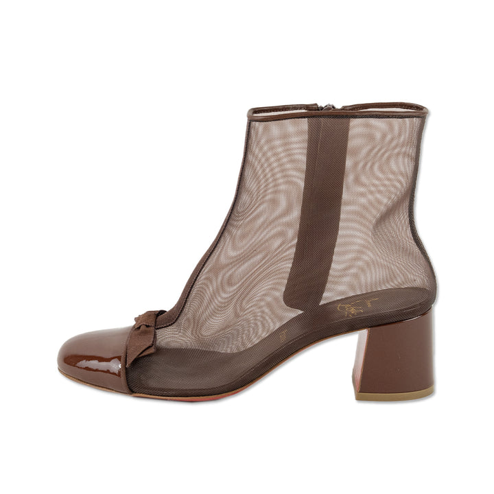 Christian Louboutin Brown Checkypoint Mesh Ankle Boots