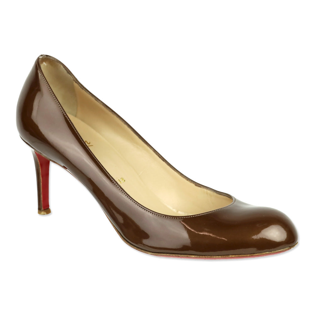 Christian Louboutin Brown Patent Calf Simple Pump 70