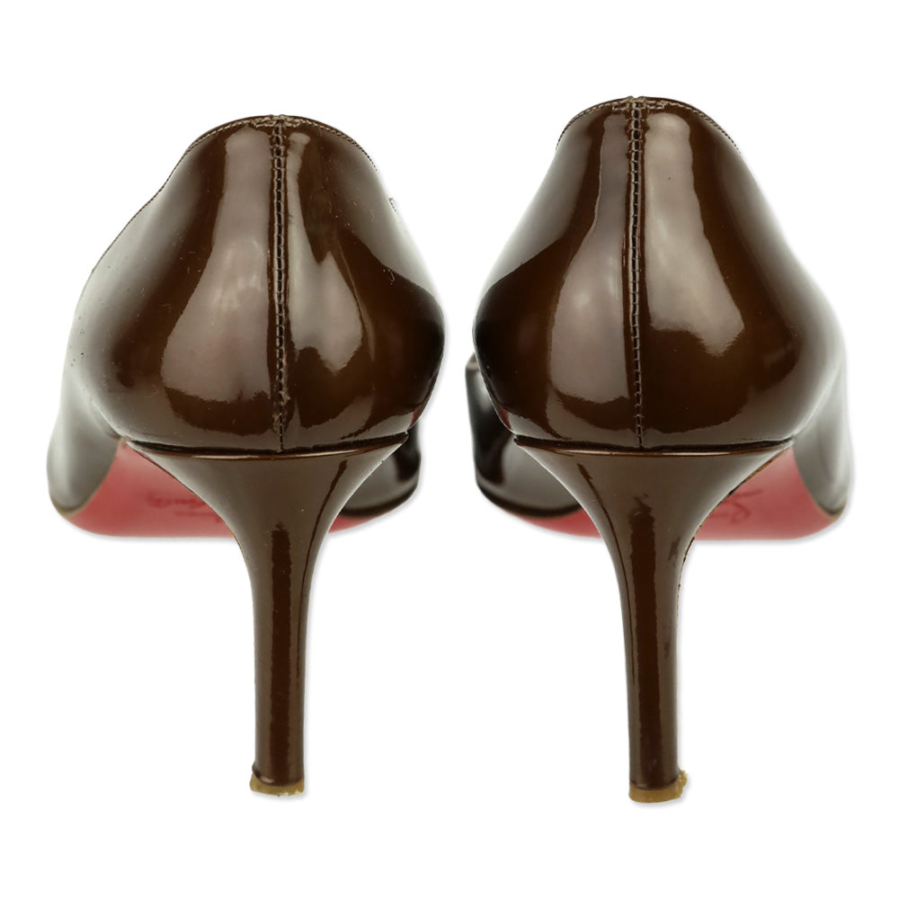 Christian Louboutin Brown Patent Calf Simple Pump 70