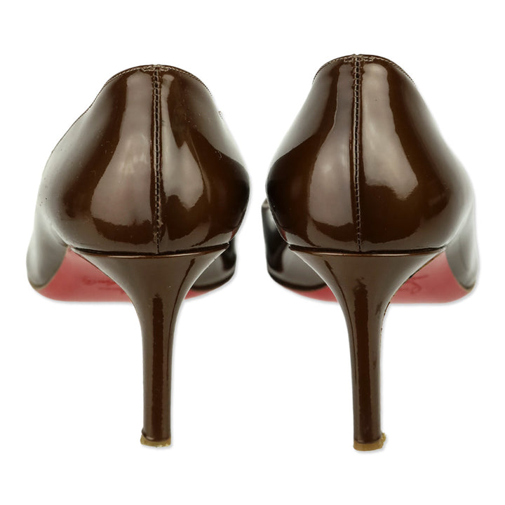 Christian Louboutin Brown Patent Calf Simple Pump 70