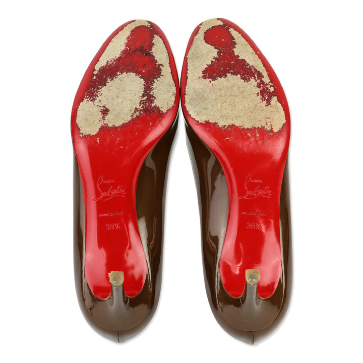Christian Louboutin Brown Patent Calf Simple Pump 70