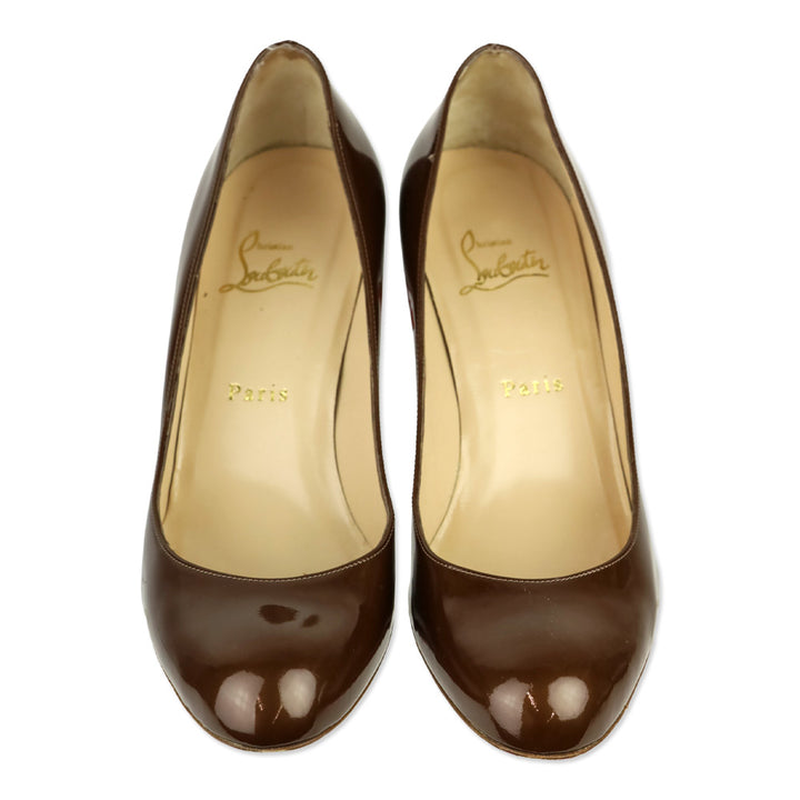 Christian Louboutin Brown Patent Calf Simple Pump 70
