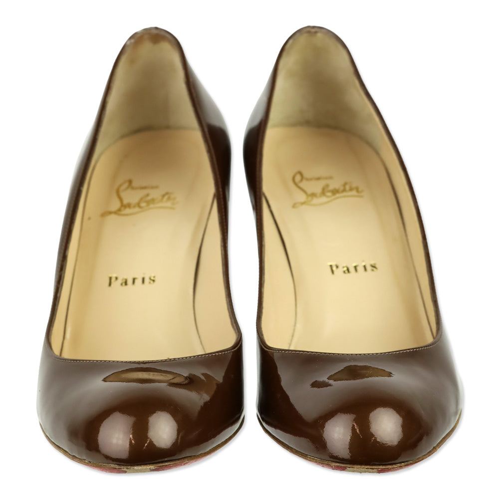 Christian Louboutin Brown Patent Calf Simple Pump 70